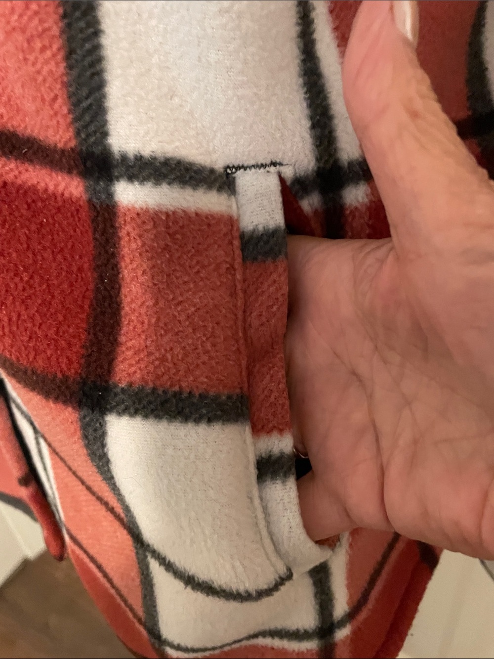 Plaid Button-Front Utility Shacket in Red - Picture 3 of 8